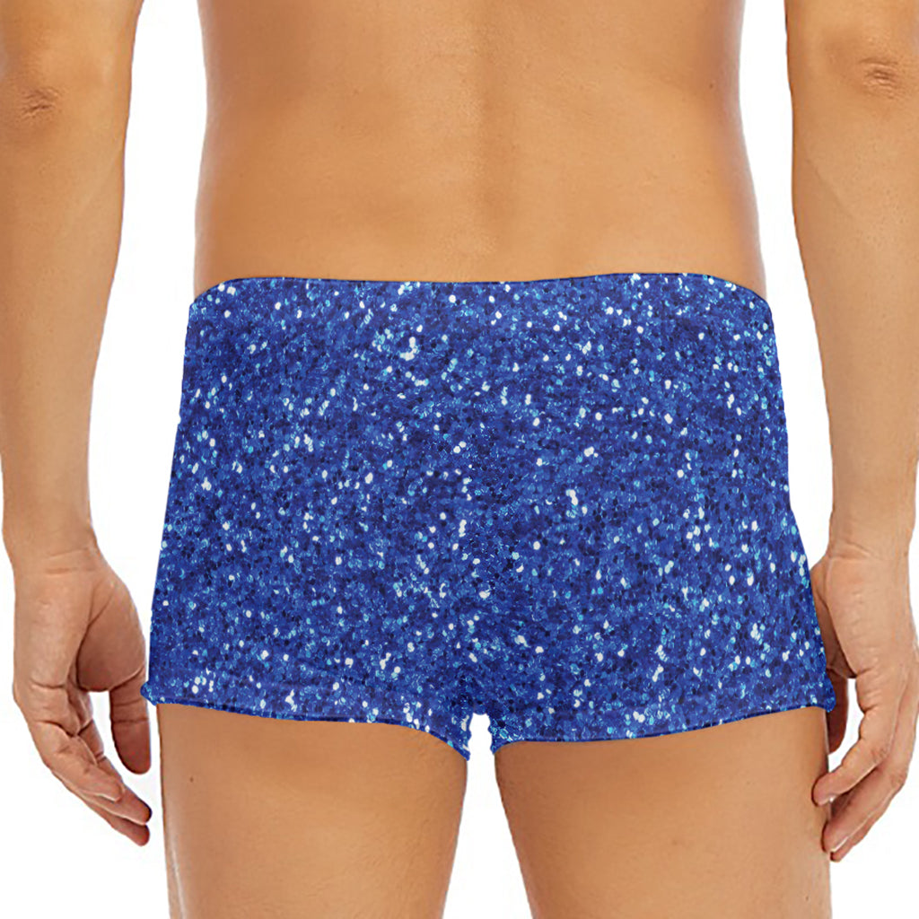 Blue (NOT Real) Glitter Print Men's Short Boxer Briefs