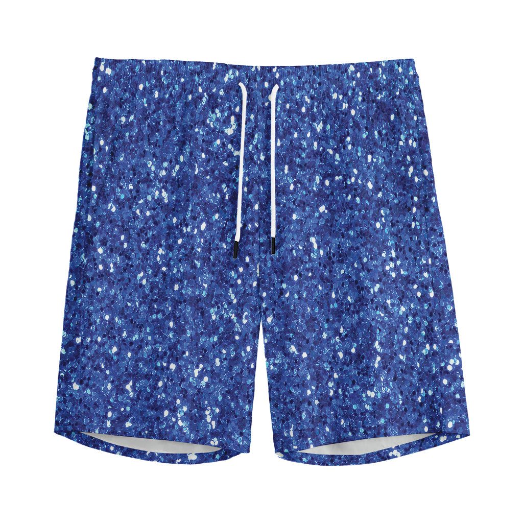 Blue (NOT Real) Glitter Print Men's Sports Shorts