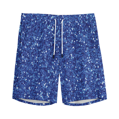 Blue (NOT Real) Glitter Print Men's Sports Shorts