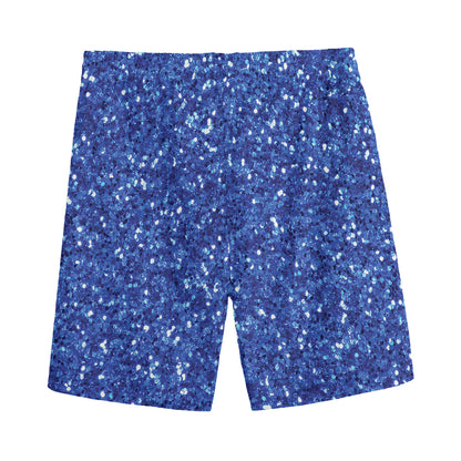 Blue (NOT Real) Glitter Print Men's Sports Shorts