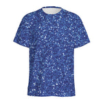 Blue (NOT Real) Glitter Print Men's Sports T-Shirt