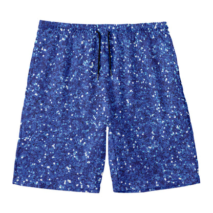 Blue (NOT Real) Glitter Print Men's Swim Trunks