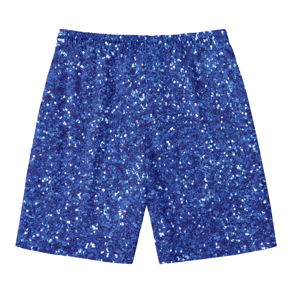 Blue (NOT Real) Glitter Print Men's Swim Trunks