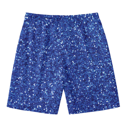 Blue (NOT Real) Glitter Print Men's Swim Trunks