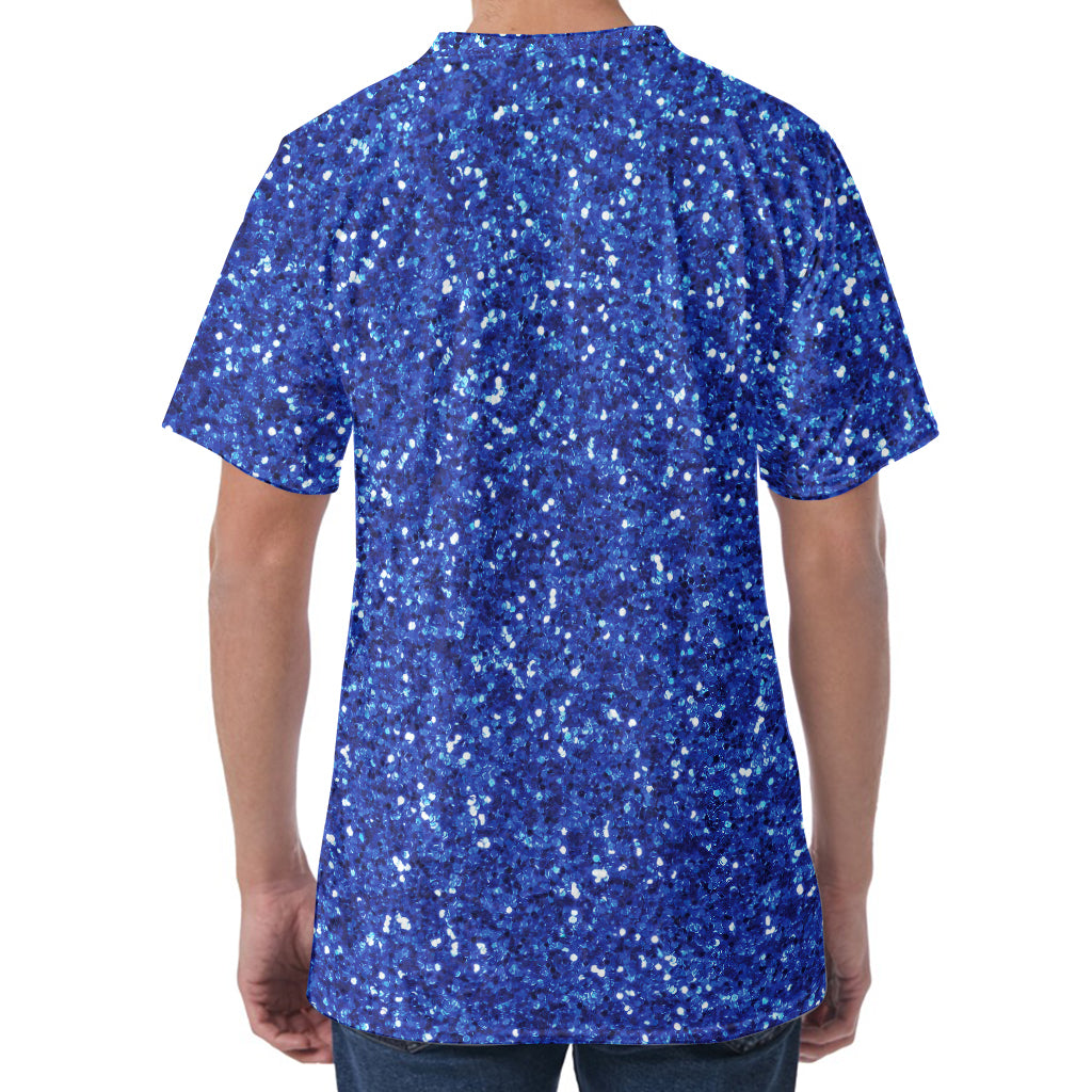 Blue (NOT Real) Glitter Print Men's Velvet T-Shirt