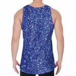 Blue (NOT Real) Glitter Print Men's Velvet Tank Top