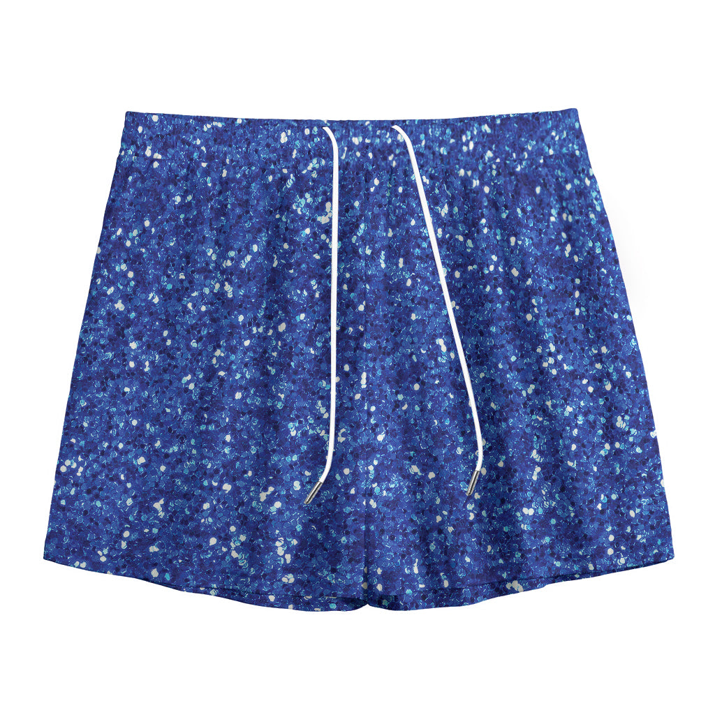 Blue (NOT Real) Glitter Print Mesh Shorts