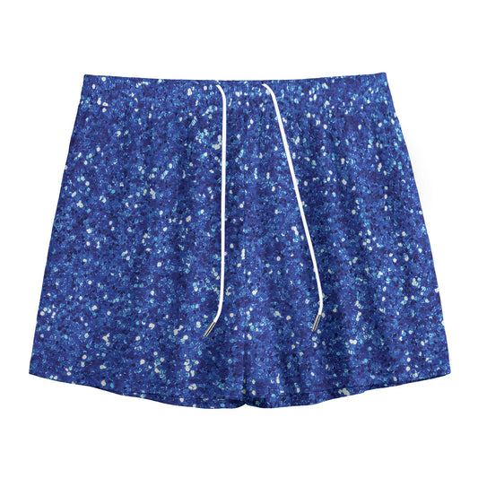Blue (NOT Real) Glitter Print Mesh Shorts