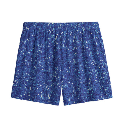 Blue (NOT Real) Glitter Print Mesh Shorts
