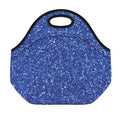 Blue (NOT Real) Glitter Print Neoprene Lunch Bag