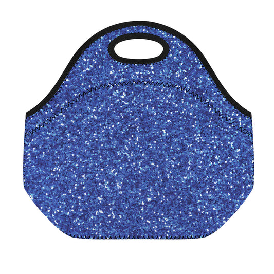 Blue (NOT Real) Glitter Print Neoprene Lunch Bag