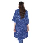 Blue (NOT Real) Glitter Print Open Front Beach Cover Up