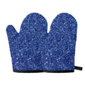 Blue (NOT Real) Glitter Print Oven Mitts