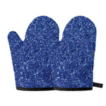 Blue (NOT Real) Glitter Print Oven Mitts