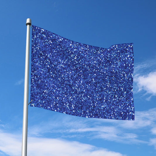 Blue (NOT Real) Glitter Print Polyester Flag
