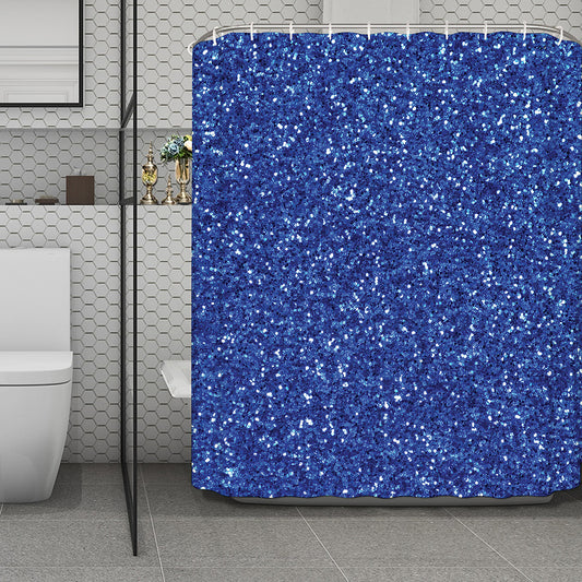 Blue (NOT Real) Glitter Print Polyester Shower Curtain