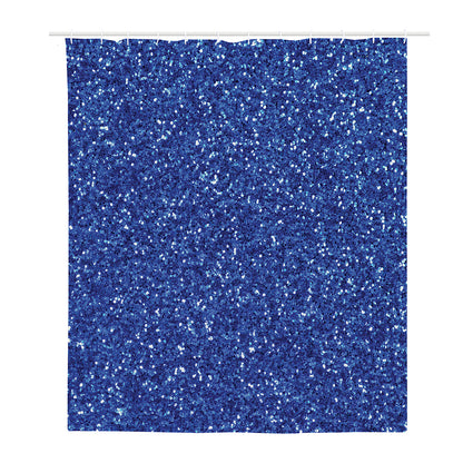 Blue (NOT Real) Glitter Print Polyester Shower Curtain