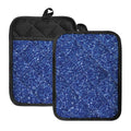 Blue (NOT Real) Glitter Print Pot Holders With Pocket