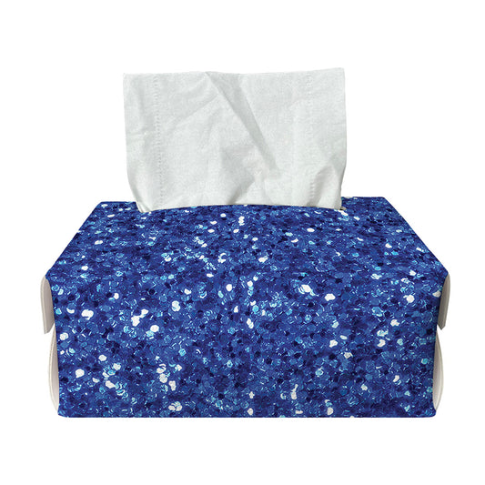 Blue (NOT Real) Glitter Print Rectangle Tissue Box Cover