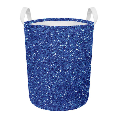 Blue (NOT Real) Glitter Print Round Laundry Basket