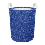 Blue (NOT Real) Glitter Print Round Laundry Basket