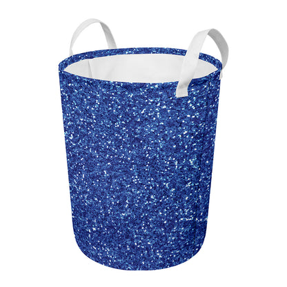 Blue (NOT Real) Glitter Print Round Laundry Basket