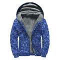 Blue (NOT Real) Glitter Print Sherpa Lined Zip Up Hoodie