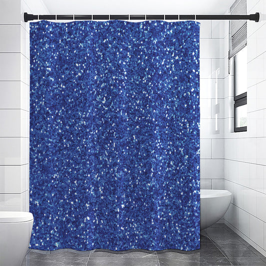 Blue (NOT Real) Glitter Print Shower Curtain