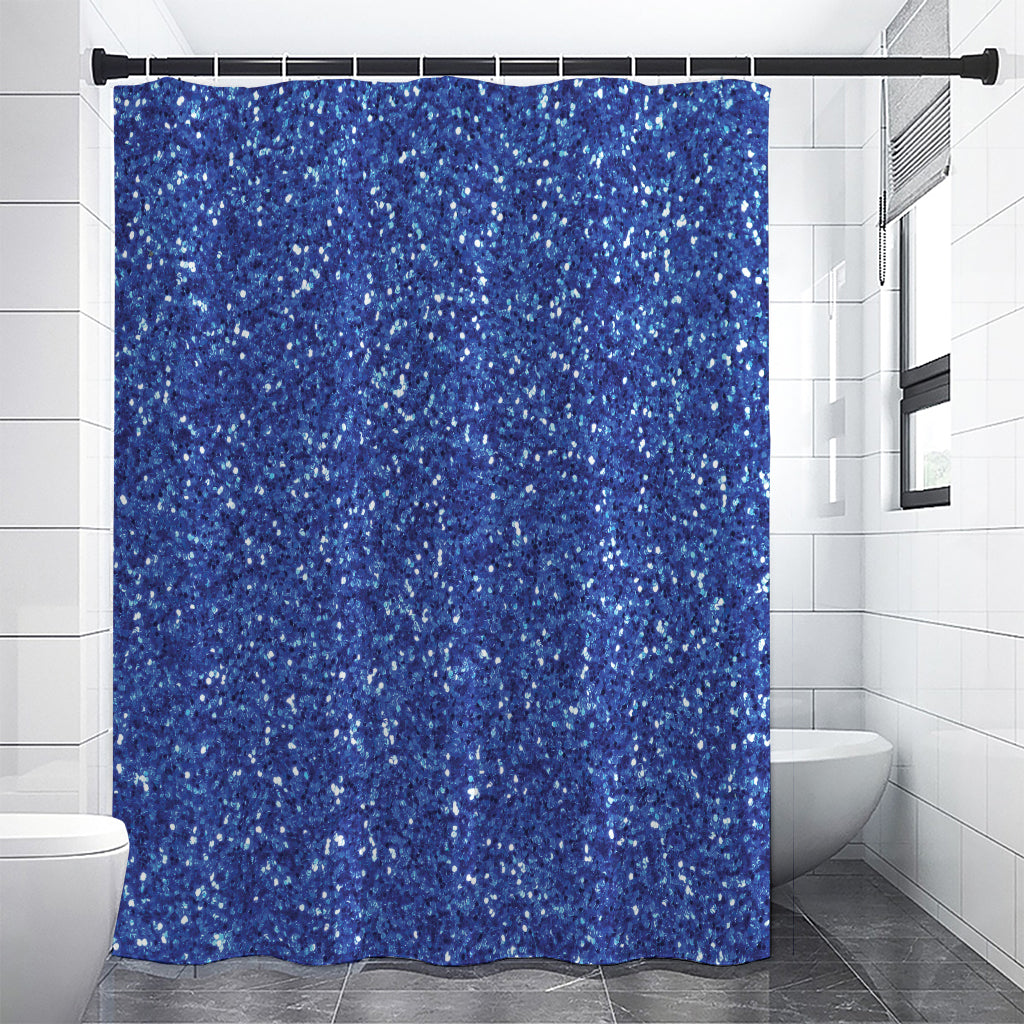 Blue (NOT Real) Glitter Print Shower Curtain