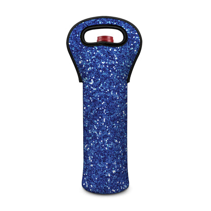 Blue (NOT Real) Glitter Print Single Neoprene Wine Tote