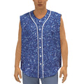 Blue (NOT Real) Glitter Print Sleeveless Baseball Jersey