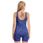 Blue (NOT Real) Glitter Print Sleeveless One Piece Swimsuit