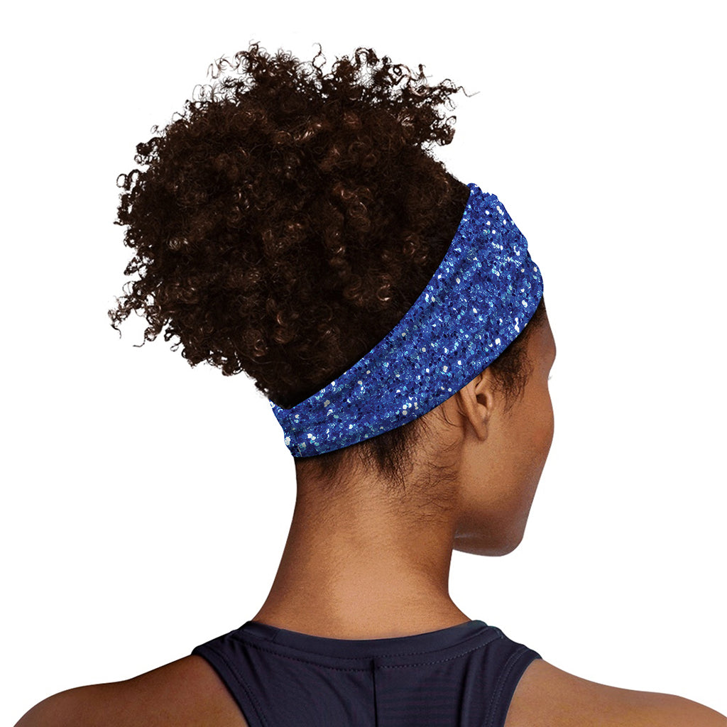 Blue (NOT Real) Glitter Print Sports Headband
