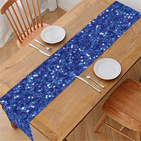 Blue (NOT Real) Glitter Print Table Runner