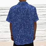 Blue (NOT Real) Glitter Print Textured Short Sleeve Shirt