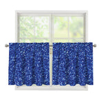 Blue (NOT Real) Glitter Print Tier Curtains