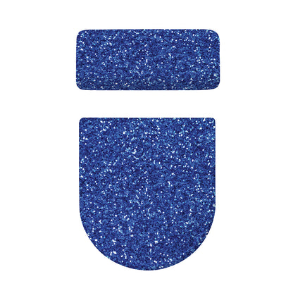 Blue (NOT Real) Glitter Print Toilet Lid And Tank Cover Set