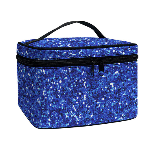 Blue (NOT Real) Glitter Print Travel Makeup Bag