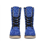 Blue (NOT Real) Glitter Print Winter Boots