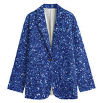 Blue (NOT Real) Glitter Print Women's Blazer