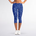 Blue (NOT Real) Glitter Print Women's Capri Leggings