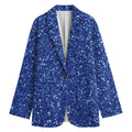 Blue (NOT Real) Glitter Print Women's Cotton Blazer