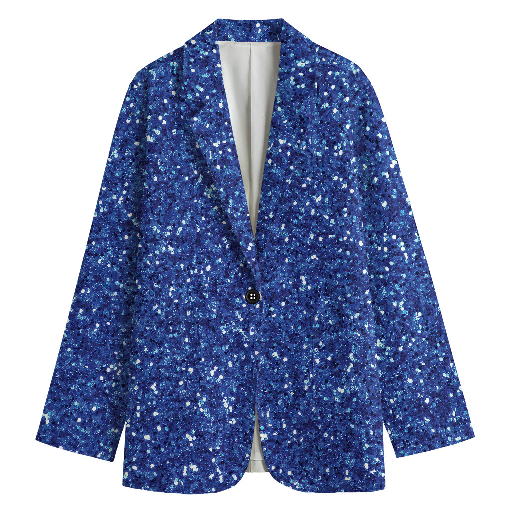 Blue (NOT Real) Glitter Print Women's Cotton Blazer