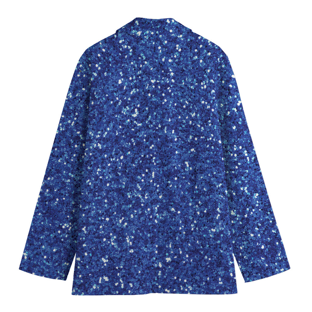 Blue (NOT Real) Glitter Print Women's Cotton Blazer