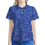 Blue (NOT Real) Glitter Print Women's Polo Shirt