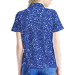 Blue (NOT Real) Glitter Print Women's Polo Shirt