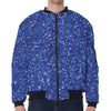 Blue (NOT Real) Glitter Print Zip Sleeve Bomber Jacket