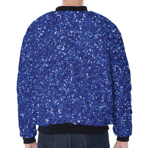 Blue (NOT Real) Glitter Print Zip Sleeve Bomber Jacket