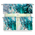 Blue Ocean Acid Melt Print 3 Piece Kitchen Curtains