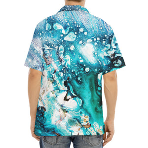 Blue Ocean Acid Melt Print Aloha Shirt